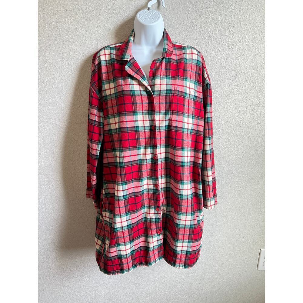 Hanna Andersson Holiday Flannel Red Plaid Nightgown Women's Small Pajamas - Picture 3 of 8